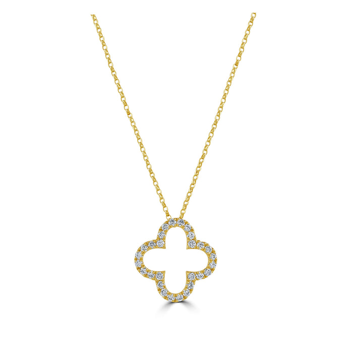 Diamond Open Clover 18ct Yellow Gold Necklace - Michael Jones Jeweller