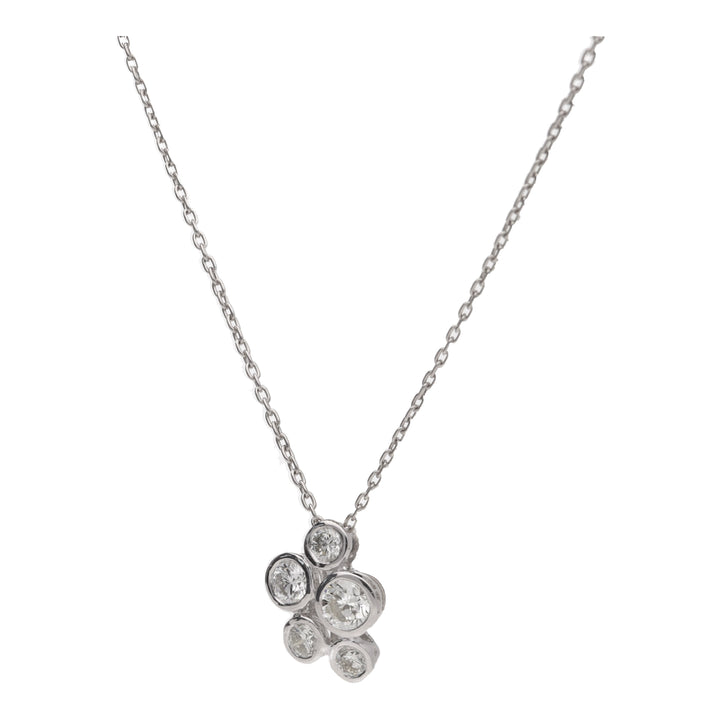 Diamond Five Stone Platinum Bubble Necklace