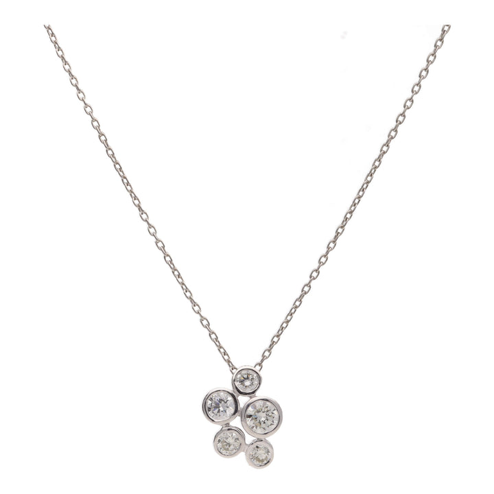 Diamond Five Stone Platinum Bubble Necklace