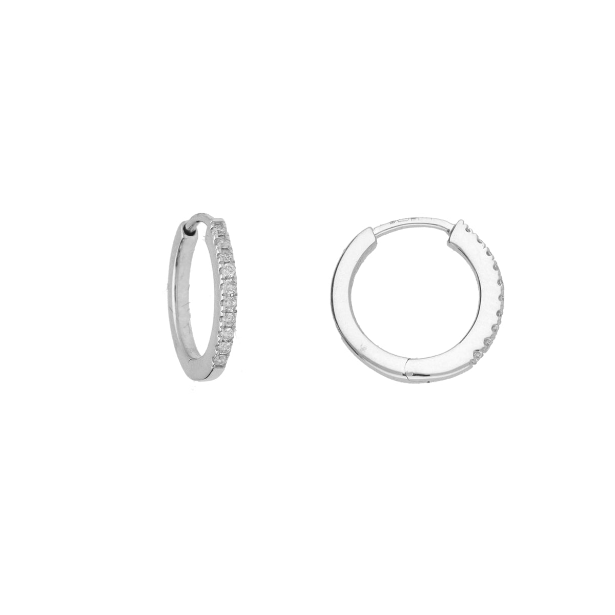 Diamond 13mm 0.10ct 18ct White Gold Hoop Earrings - Michael Jones Jeweller