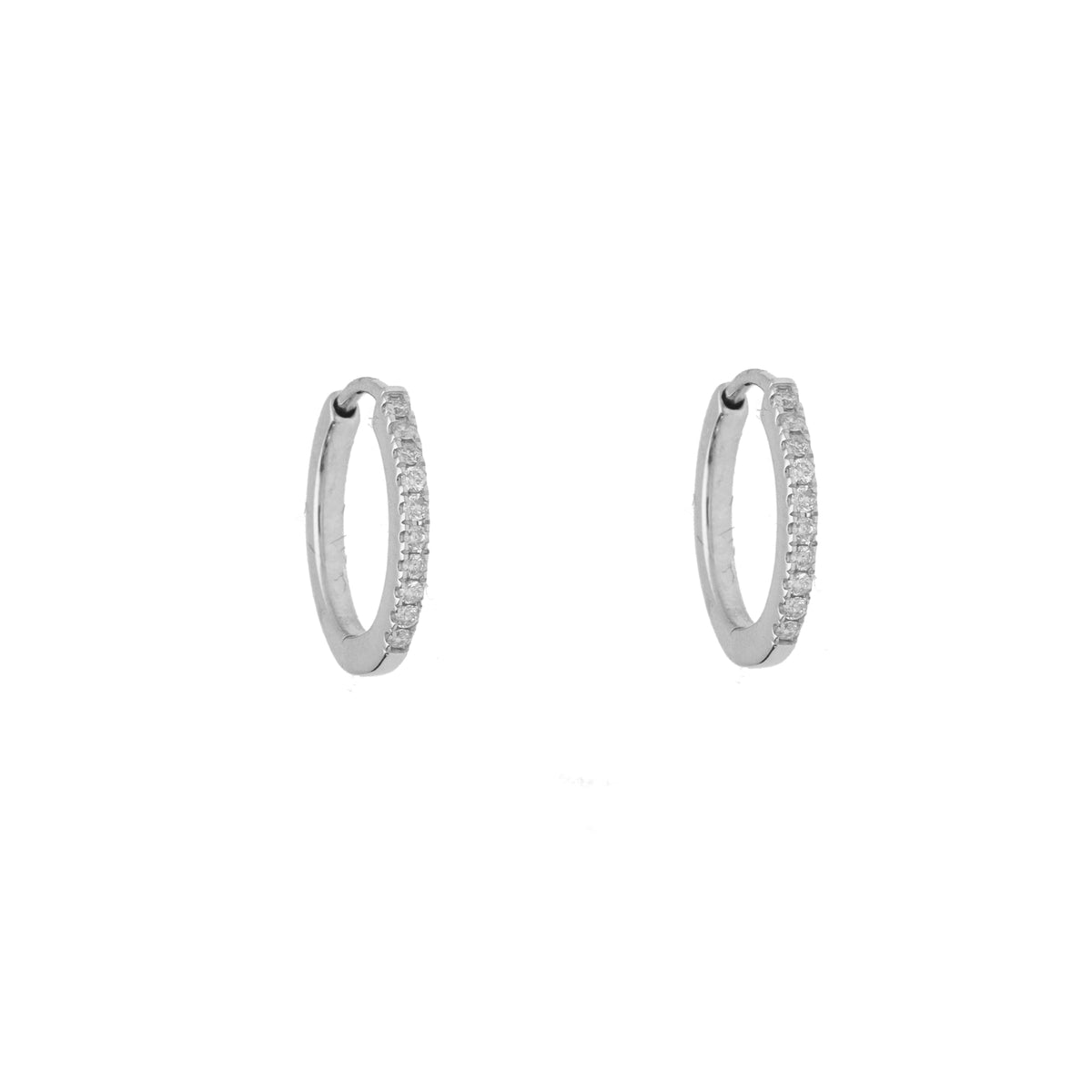 Diamond 13mm 0.10ct 18ct White Gold Hoop Earrings - Michael Jones Jeweller