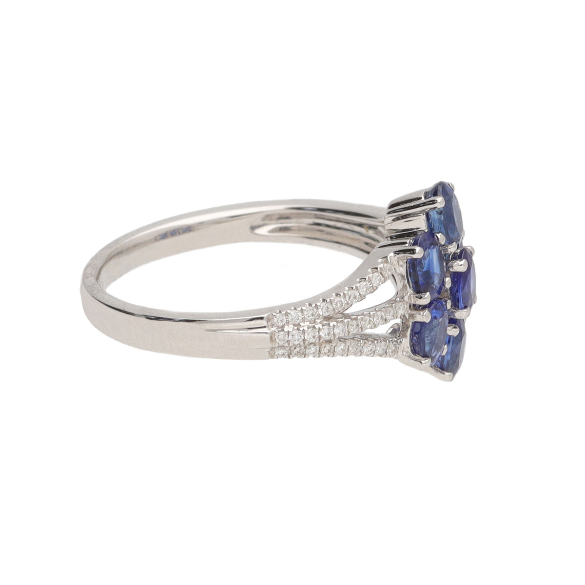 Sapphire 2.23ct and Diamond 18ct White Gold Flower Ring - Michael Jones Jeweller