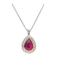 Ruby and Diamond 18ct Yellow and White Gold Pear Cluster Necklace