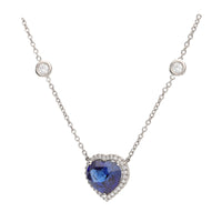 Heart Shape Sapphire and Diamond Platinum Cluster Pendant