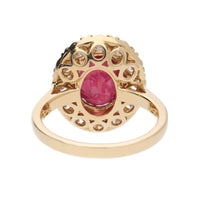 Mozambique Ruby and Diamond 18ct Yellow Gold Oval Cluster Ring