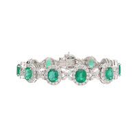 Emerald and Diamond 18ct White Gold Cluster Bracelet