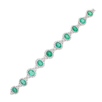 Emerald and Diamond 18ct White Gold Cluster Bracelet