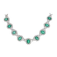 Emerald and Diamond 18ct White Gold Cluster Necklace