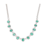 Emerald and Diamond 18ct White Gold Cluster Necklace