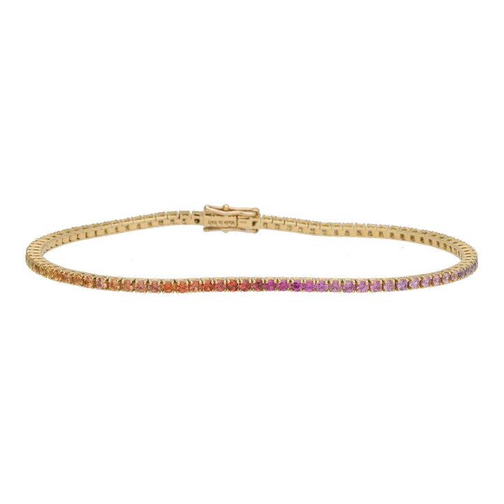 Rainbow Sapphire 18ct Yellow Gold Line Bracelet
