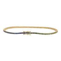 Rainbow Sapphire 18ct Yellow Gold Line Bracelet