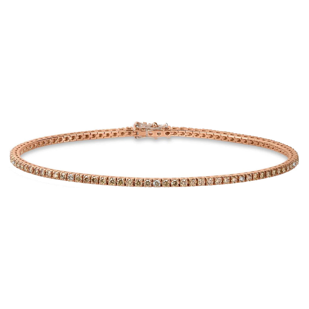 Brown and White Diamond 2.05ct 18ct Rose Gold Line Bracelet - Michael Jones Jeweller