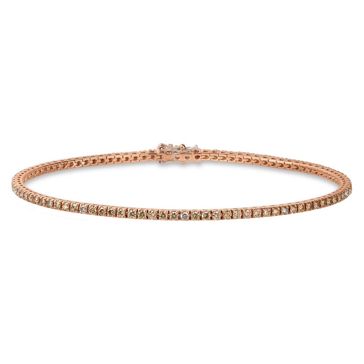 Brown and White Diamond 2.05ct 18ct Rose Gold Line Bracelet