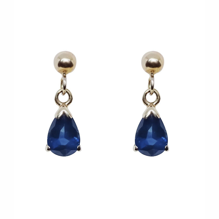 Sapphire 9ct Yellow Gold Drop Earrings
