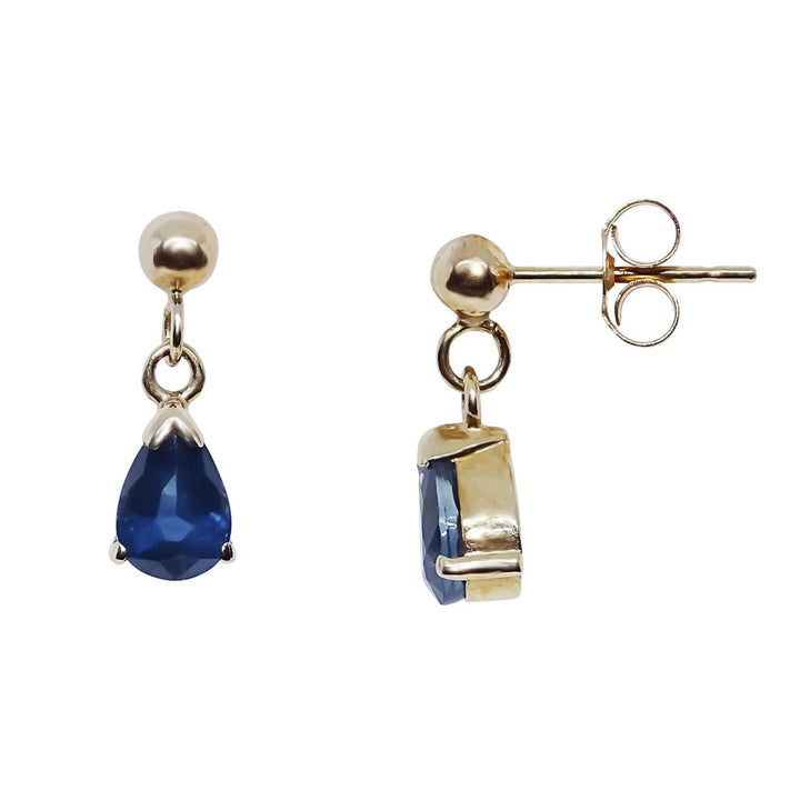 Sapphire 9ct Yellow Gold Drop Earrings