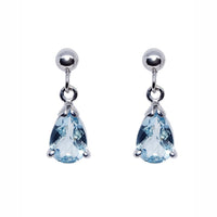 Aquamarine 9ct White Gold Drop Earrings - Michael Jones Jeweller