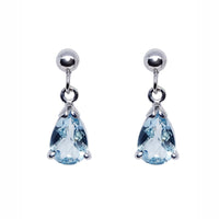 Aquamarine 9ct White Gold Drop Earrings