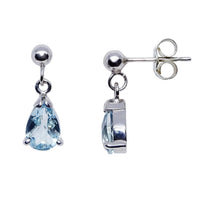 Aquamarine 9ct White Gold Drop Earrings - Michael Jones Jeweller