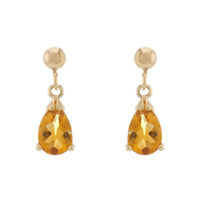 Citrine 9ct Yellow Gold Drop Earrings