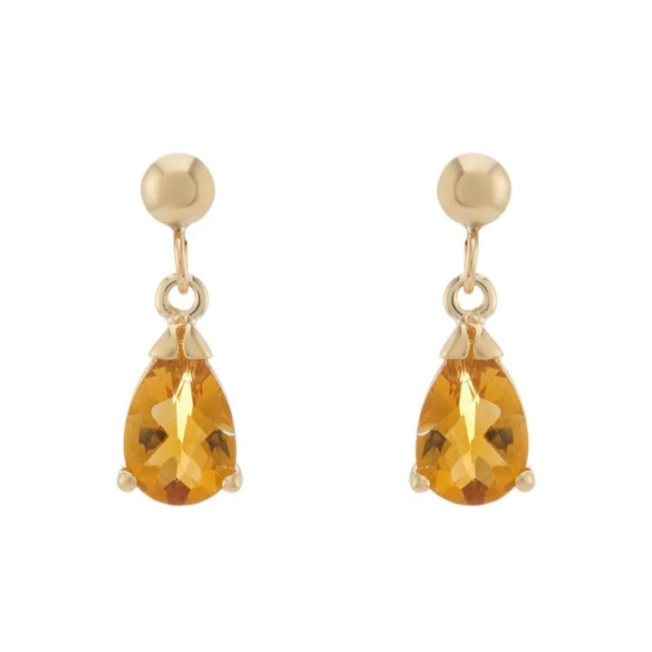 Citrine 9ct Yellow Gold Drop Earrings