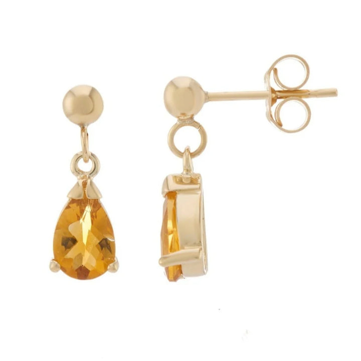 Citrine 9ct Yellow Gold Drop Earrings