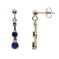Graduated Sapphire 9ct Yellow Gold Drop Earrings