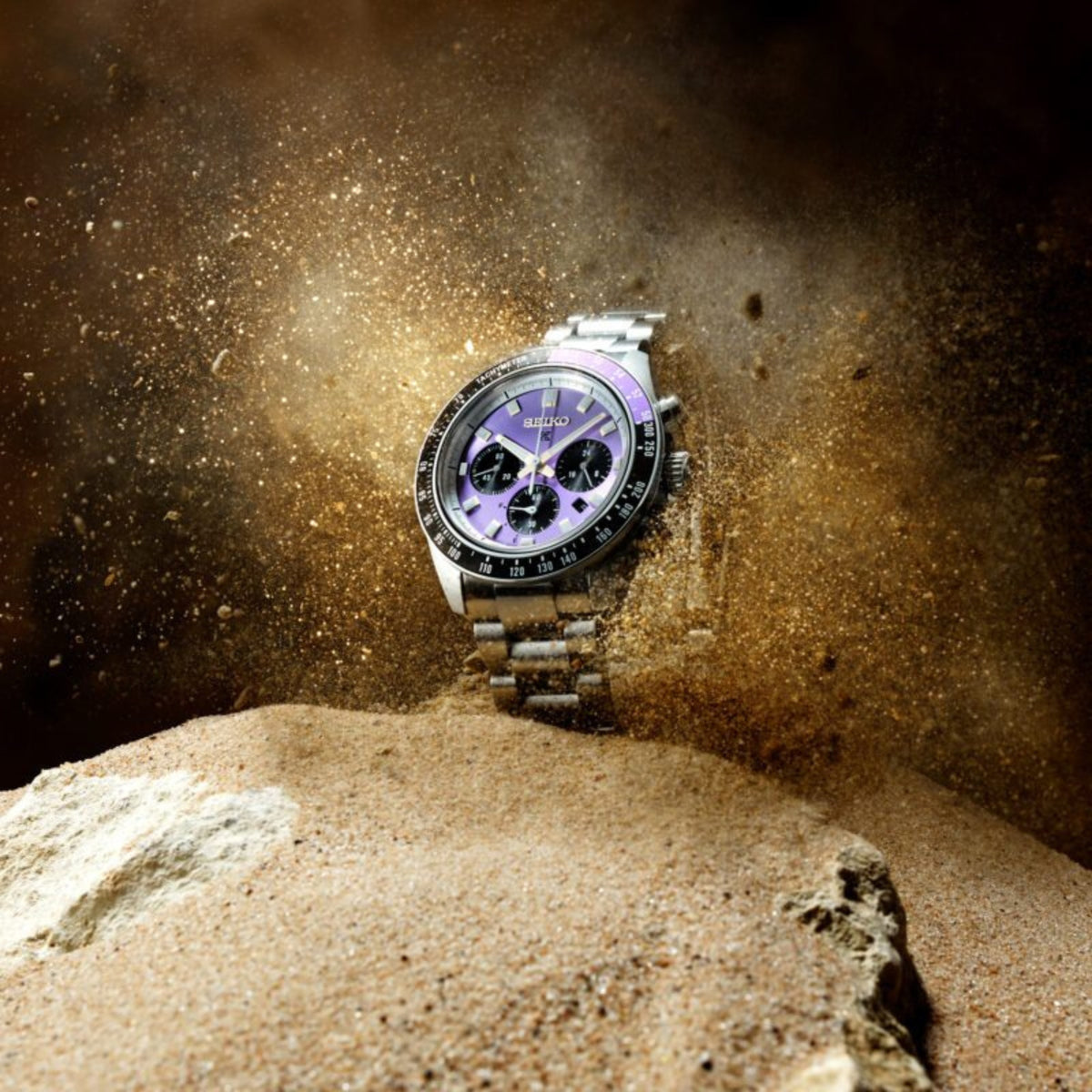Seiko 145th Anniversary Speedtimer Solar Chronograph Limited Edition Purple Solar Watch HBJ005P1
