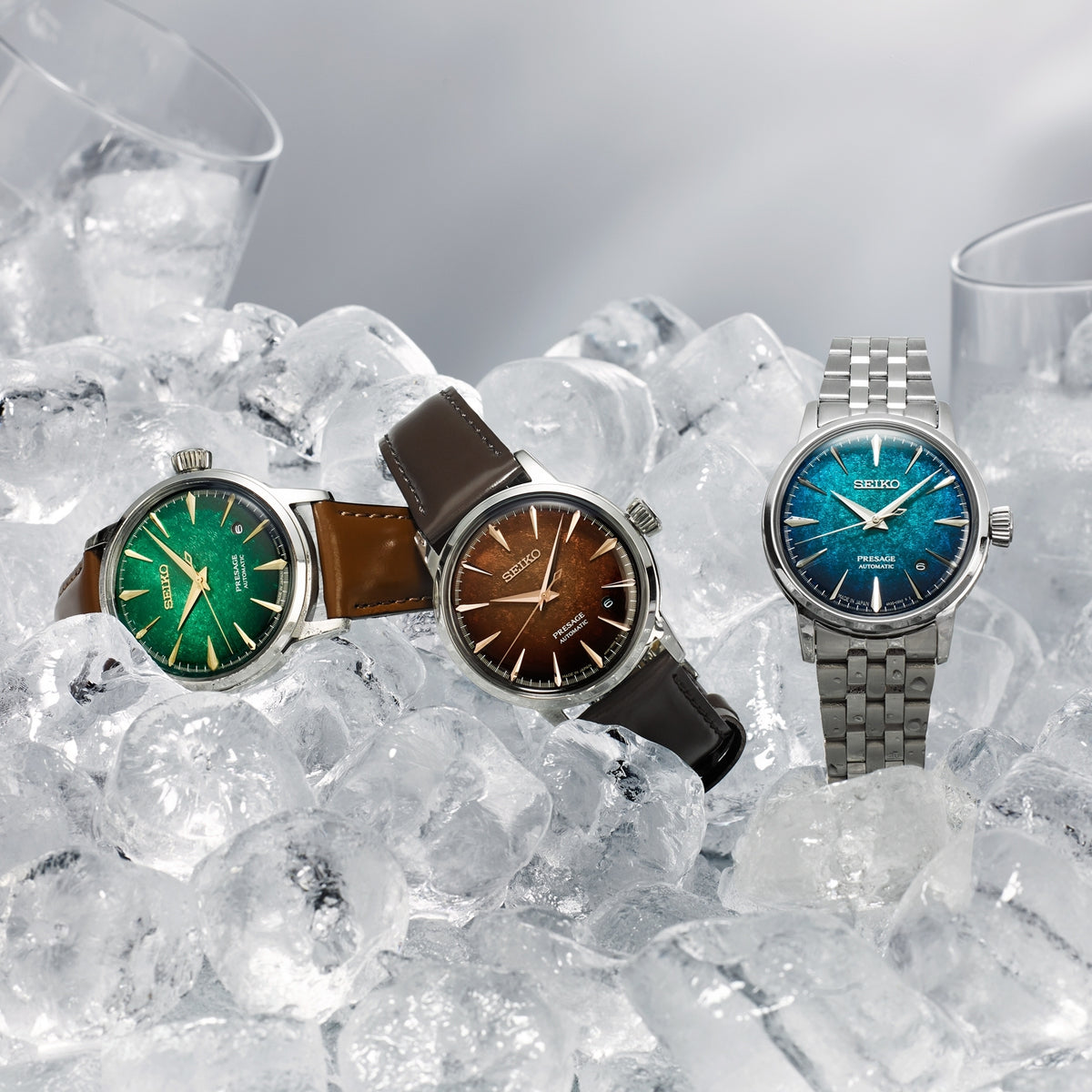 Seiko Presage Cocktail Time Crushed Ice 'Mint Mist' Automatic Watch HCB002J1