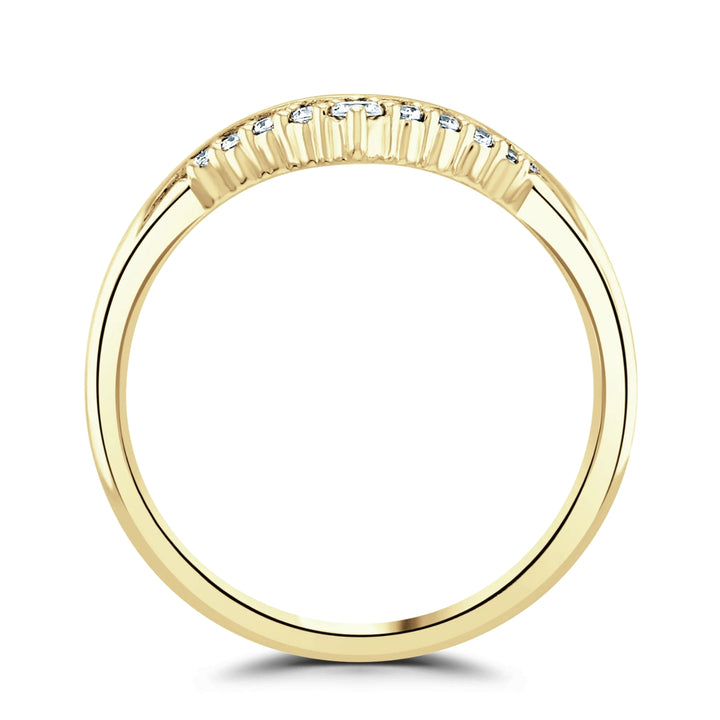 Diamond 0.12ct Wishbone 9ct Yellow Gold Wedding Ring by Brown & Newirth