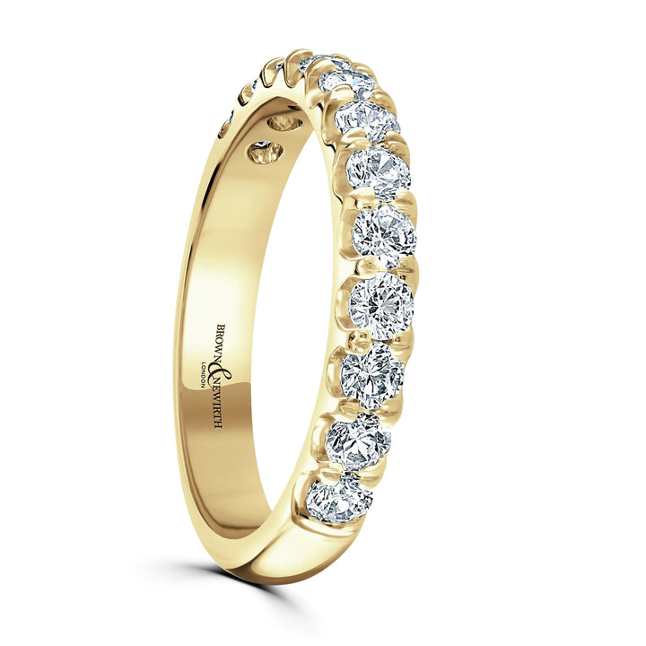 Diamond Set Half Eternity 9ct Yellow Gold Ring by Brown & Newirth