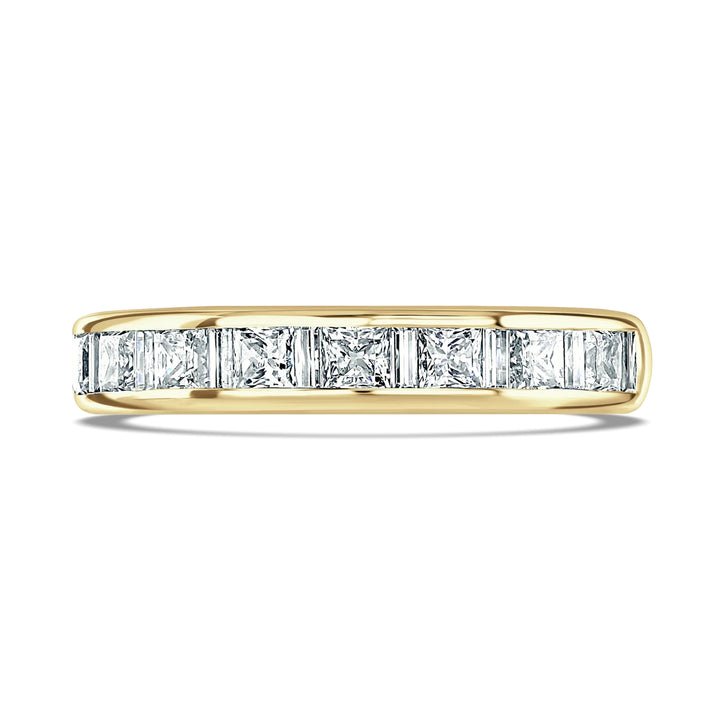 Princess and Baguette Diamond Half Eternity 9ct Yellow Gold Ring by Brown & Newirth