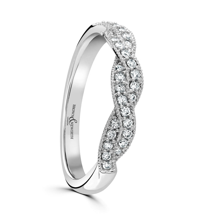 Diamond Set Rope Twist 18ct White Gold Ring by Brown & Newirth