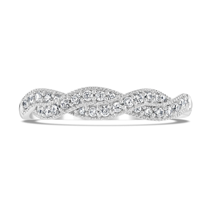 Diamond Set Rope Twist 18ct White Gold Ring by Brown & Newirth