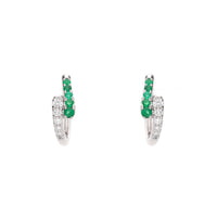 Emerald and Diamond 18ct White Gold Hoop Earrings - Michael Jones Jeweller