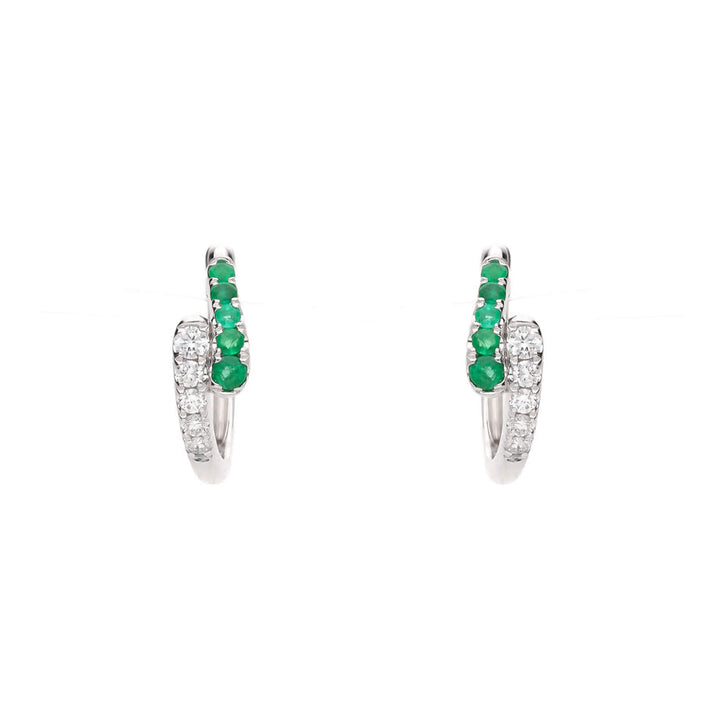 Emerald and Diamond 18ct White Gold Hoop Earrings
