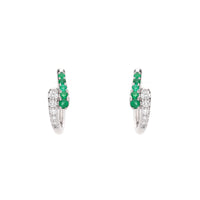 Emerald and Diamond 18ct White Gold Hoop Earrings
