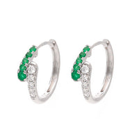 Emerald and Diamond 18ct White Gold Hoop Earrings - Michael Jones Jeweller