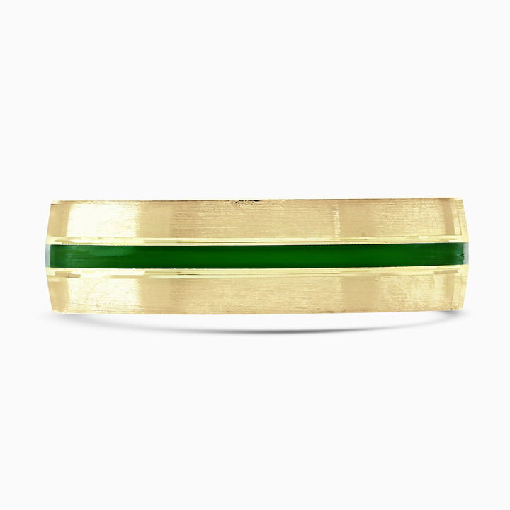 6mm Green Ceramic 9ct Yellow Gold Ring by Brown & Newirth