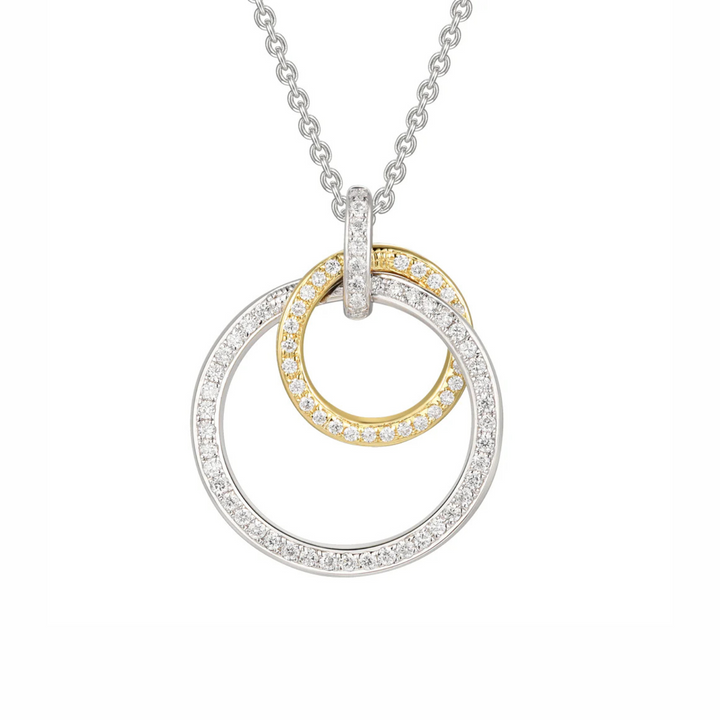 Interlocking Circles Diamond 0.30ct Pendant 18ct White and Yellow Gold - Michael Jones Jeweller