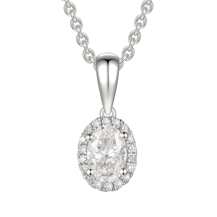 Oval Diamond 0.30ct Pendant 18ct White Gold