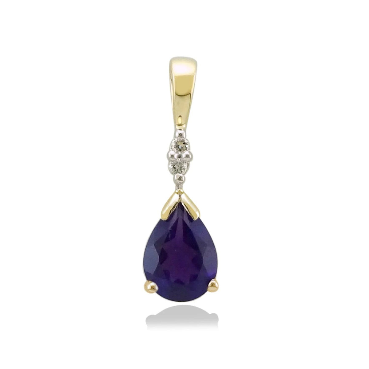 Amethyst and Diamond 9ct Yellow Gold Pendant - Michael Jones Jeweller