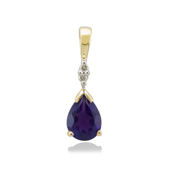 Amethyst and Diamond 9ct Yellow Gold Pendant