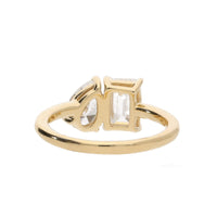 Laboritory Grown Toi et Moi 2.10ct Pear and Emerald Cut 18ct Yellow Gold Ring