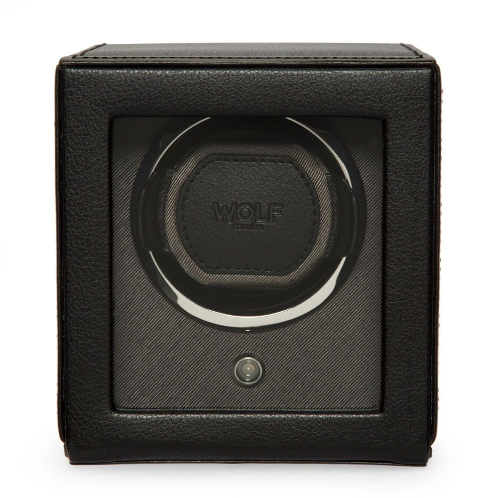 Wolf Black Single Watch Winder With Cover - Michael Jones Jeweller