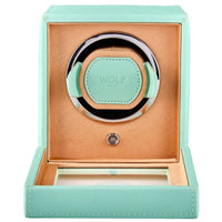 WOLF Cub Single Watch Winder with Cover Seltzer Mint/Peach - Michael Jones Jeweller