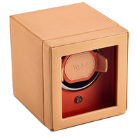 WOLF Cub Single Watch Winder with Cover Seltzer Peach/Orange - Michael Jones Jeweller