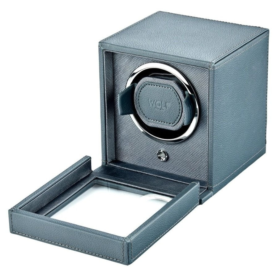 WOLF Cub Single Watch Winder with Cover Future Grey - Michael Jones Jeweller