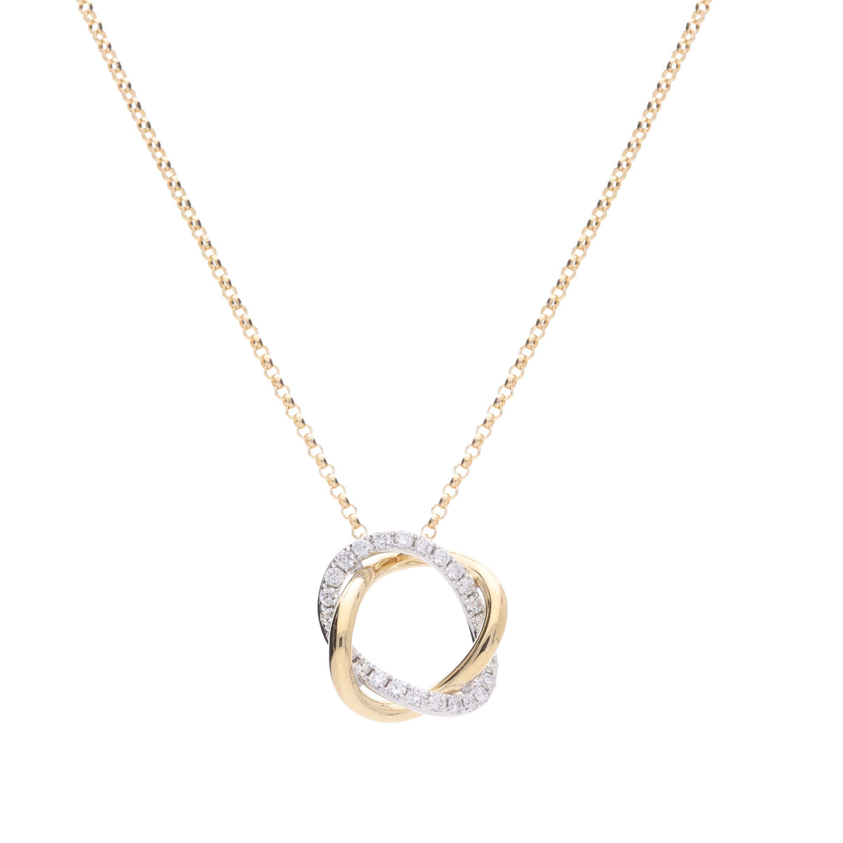 Entwined Oval Diamond 18ct Yellow and White Gold Necklace - Michael Jones Jeweller
