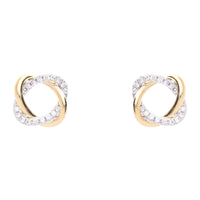 Entwined Diamond 18ct Yellow and White Gold Open Stud Earrings - Michael Jones Jeweller