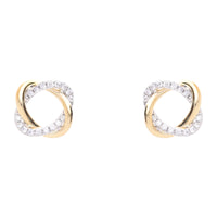 Entwined Diamond 18ct Yellow and White Gold Open Stud Earrings